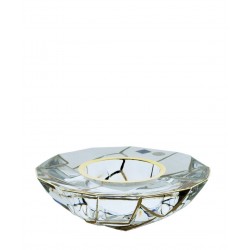 Glass candlestick Crack- votive - golden